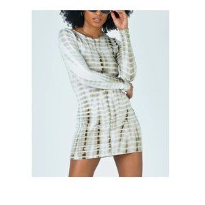 Princess Polly Women's Green White Joani Tie Dye Mini Dress Size 0